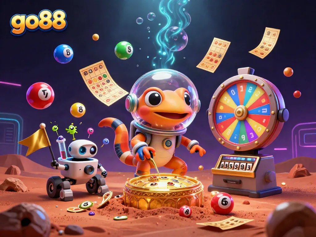 Engage in exciting gameplay with go88 as a Martian gecko and robot discover a hidden casino.