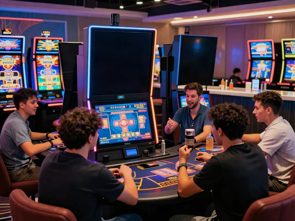 uk casino not on gamstop players enjoying vibrant gaming lounge atmosphere