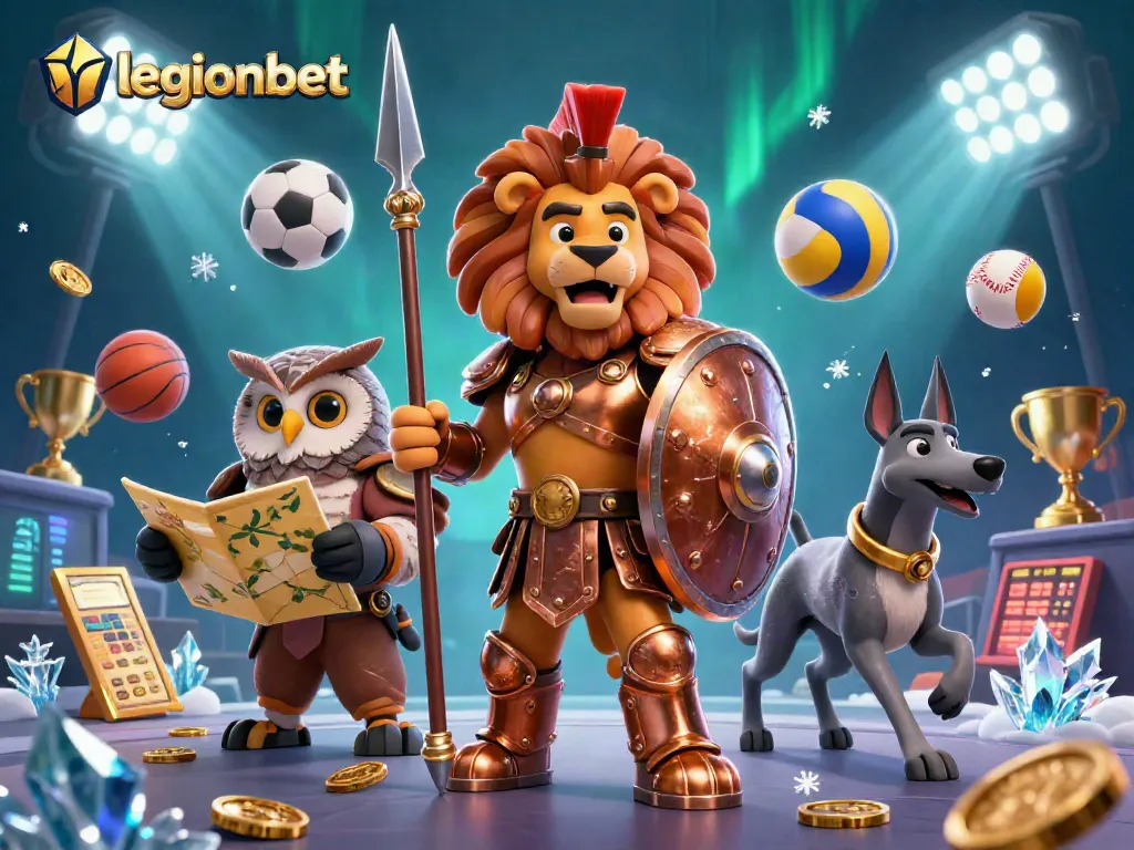 Experience legionbet's thrilling energy with a dynamic 3D casino scene brimming with vibrant elements.