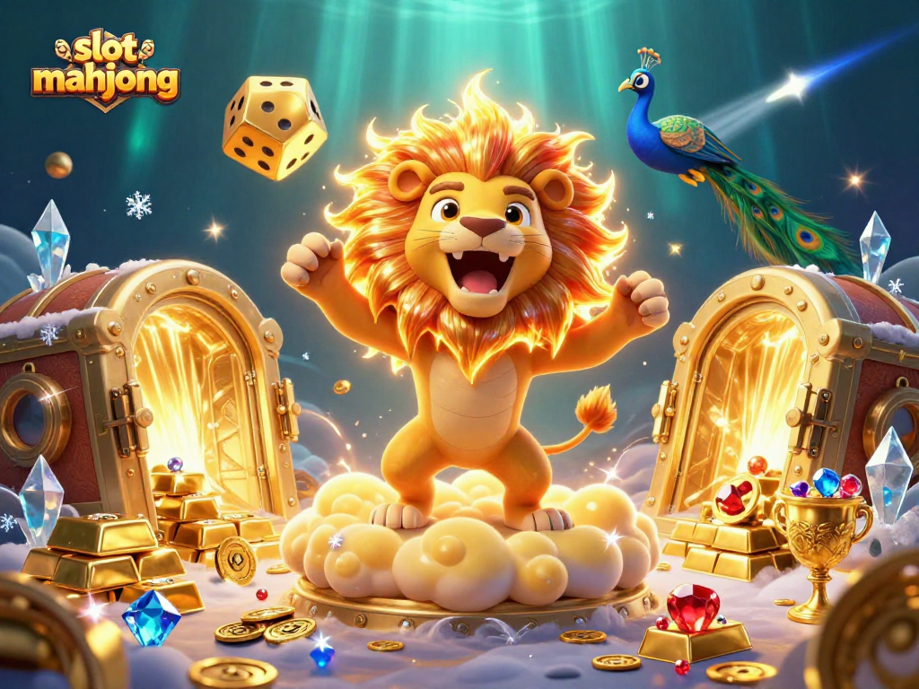 Experience the thrill of slot mahjong amidst dazzling treasures and a vibrant casino scene.