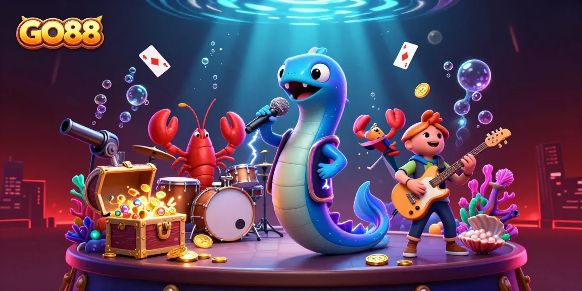 Experience thrilling gaming at GO88 with colorful underwater casino scene vibrant with action.