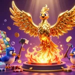 Experience thrilling gaming action with phimhayok's dynamic casino scene celebrating slots and gold.