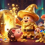Experience the magic of truycapgo88 as a wizard transforms treasures in a dazzling online casino scene.